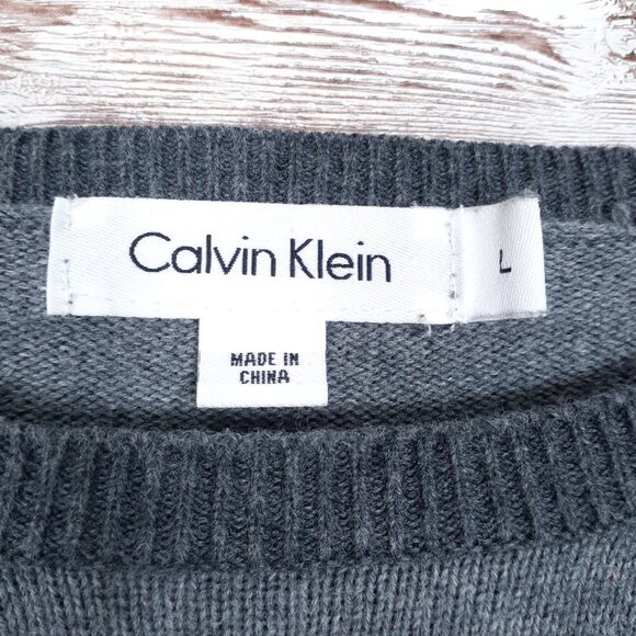 Calvin Klein Raglan Sleeved Sweater L Gray 411 - Picture 3 of 4